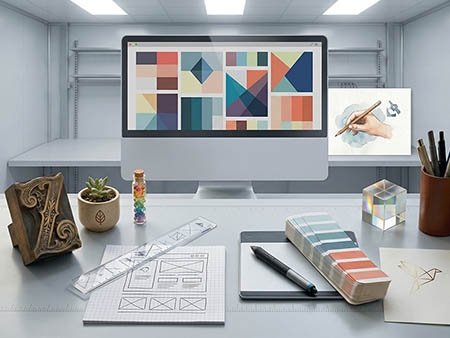 Design workspace and brand mood board